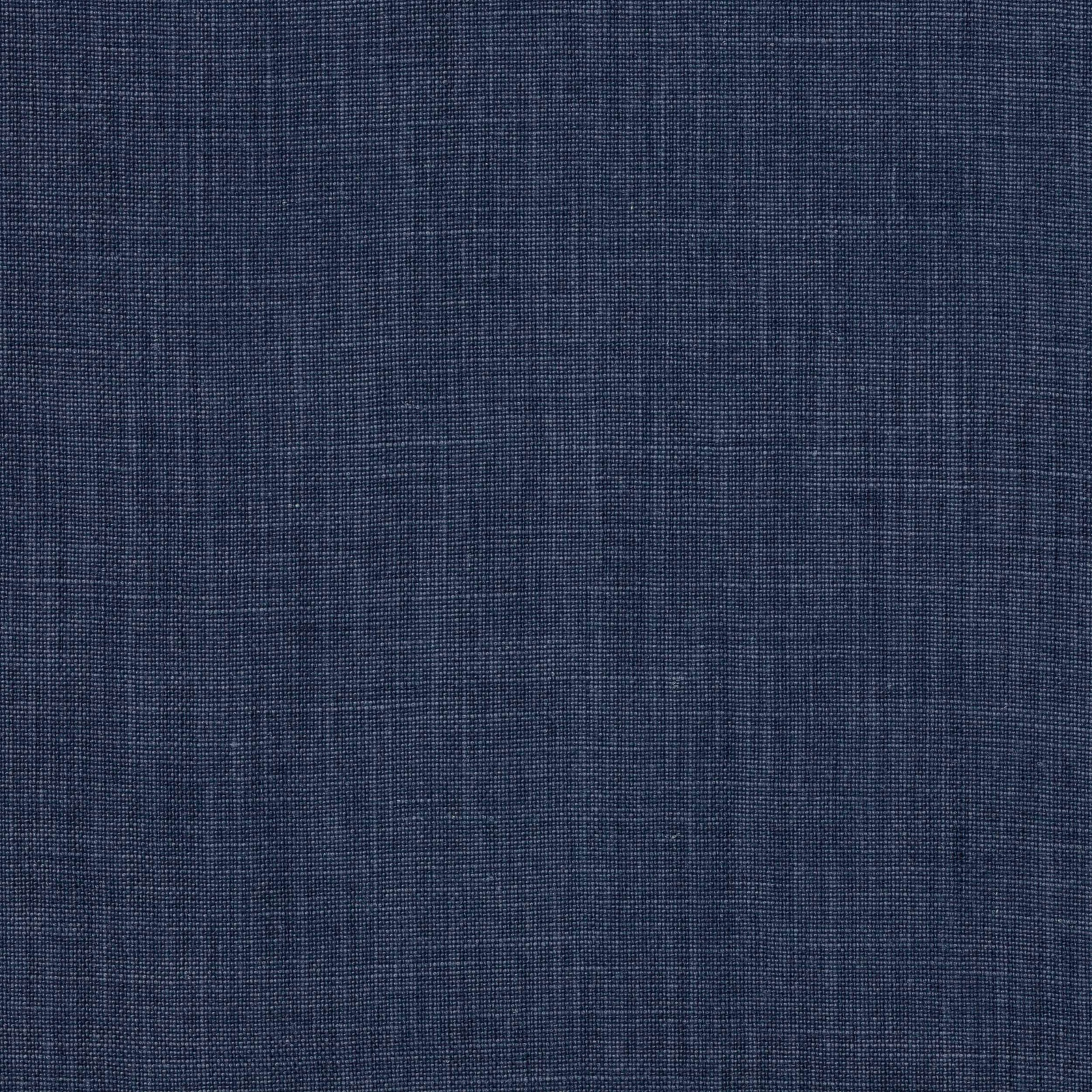 Deep denim blue plain-woven linen fabric with subtle textured crosshatch
