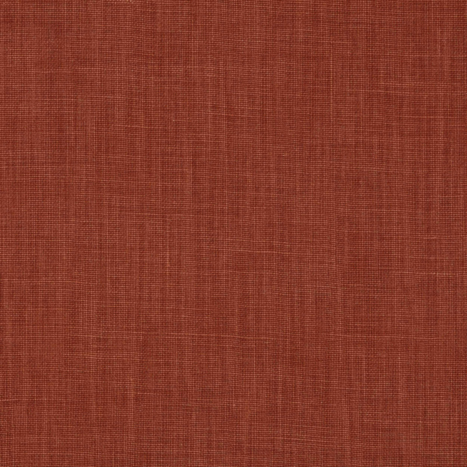 Rust terracotta linen swatch with fine plain weave and subtle texture