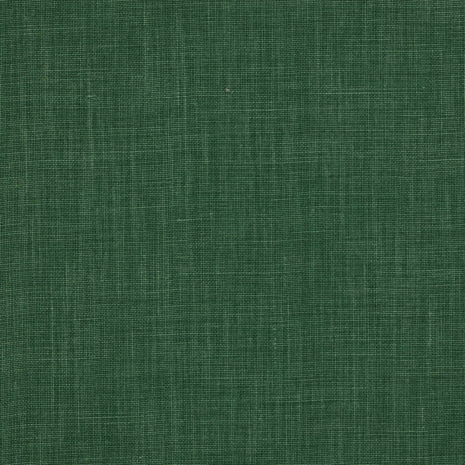 Deep moss green plain-woven linen fabric with subtle slub texture