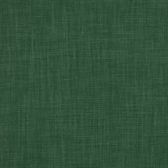 Deep moss green plain-woven linen fabric with subtle slub texture
