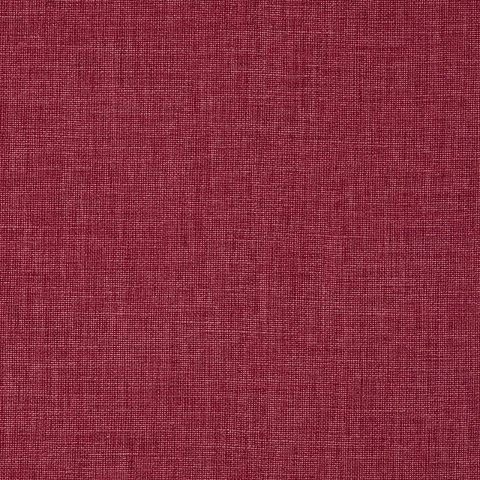 Deep raspberry pink linen plain weave fabric with a fine natural texture