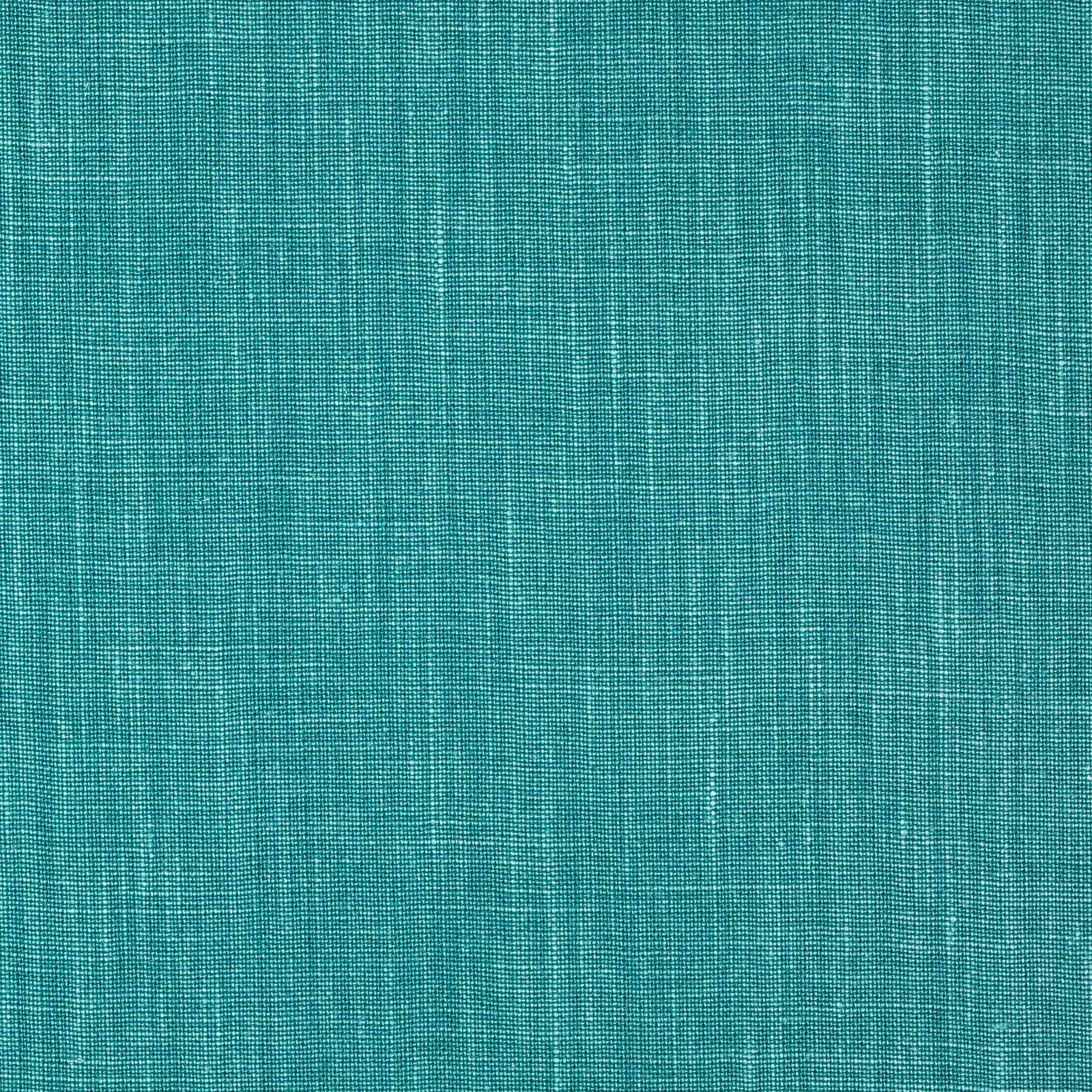 Bright aqua teal linen swatch with fine plain weave and subtle slubbing