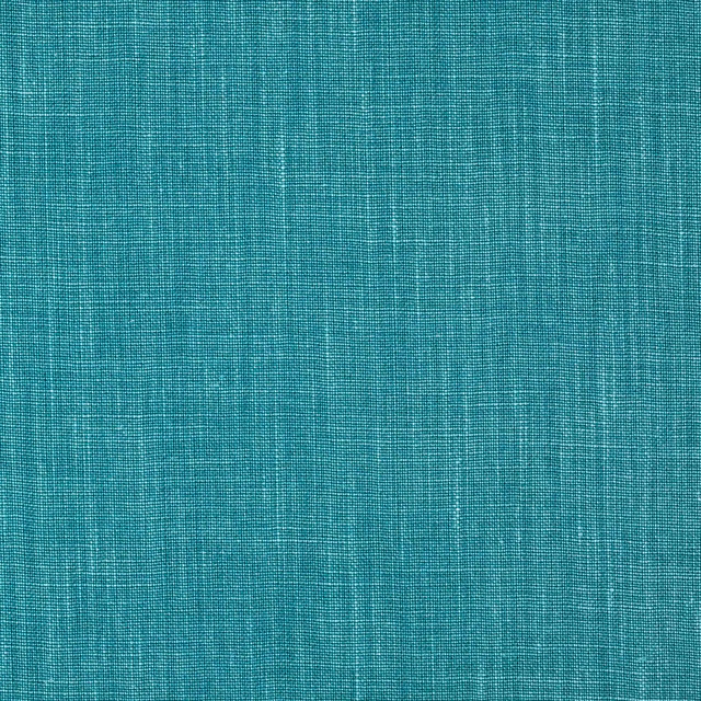 Bright aqua teal linen swatch with fine plain weave and subtle slubbing