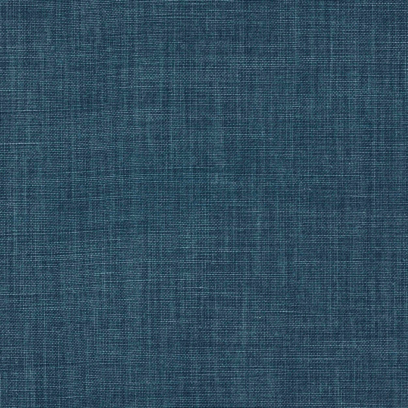 Deep muted teal-blue plain linen swatch with a fine woven texture