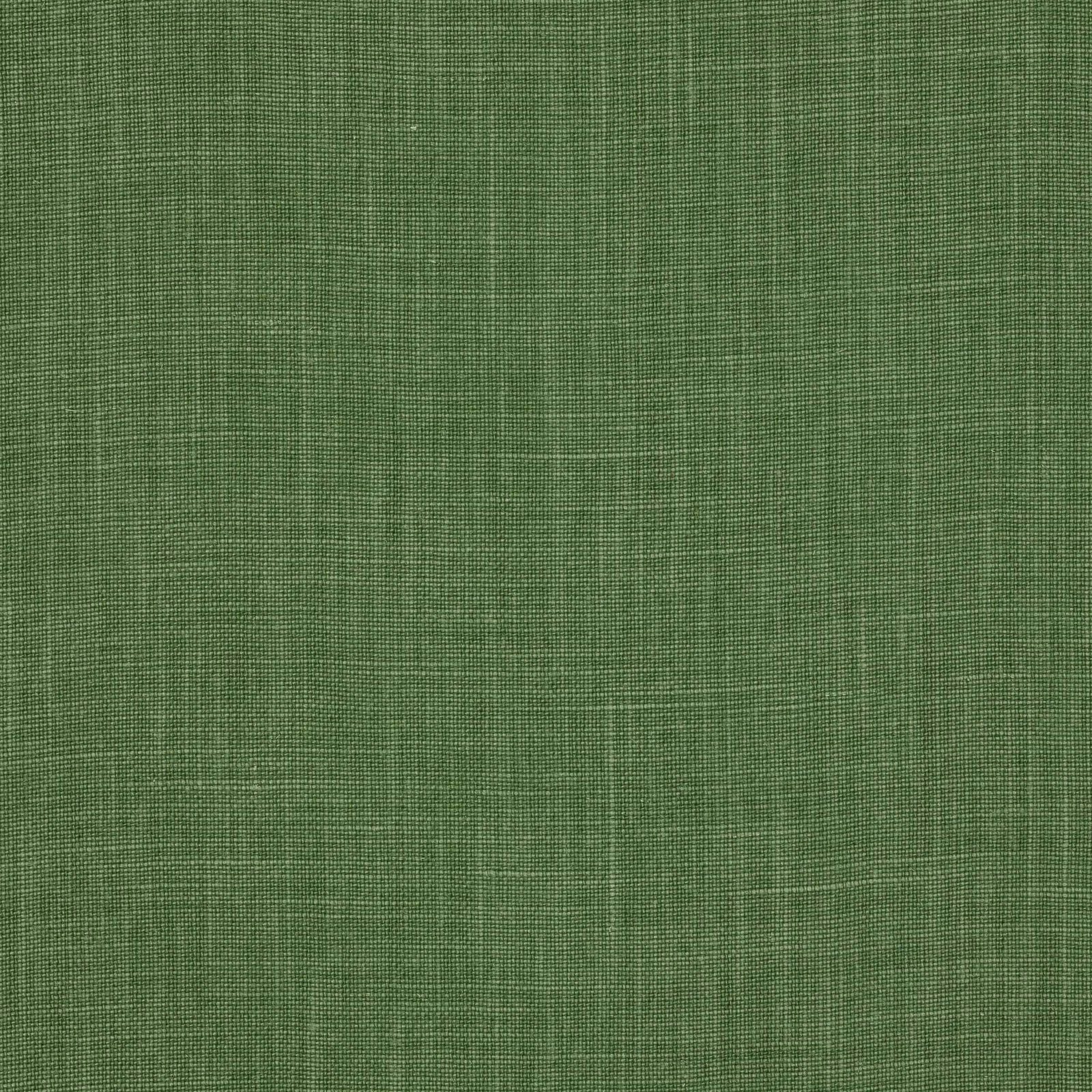 Muted moss-green linen swatch with a fine slubby weave and subtle tonal texture
