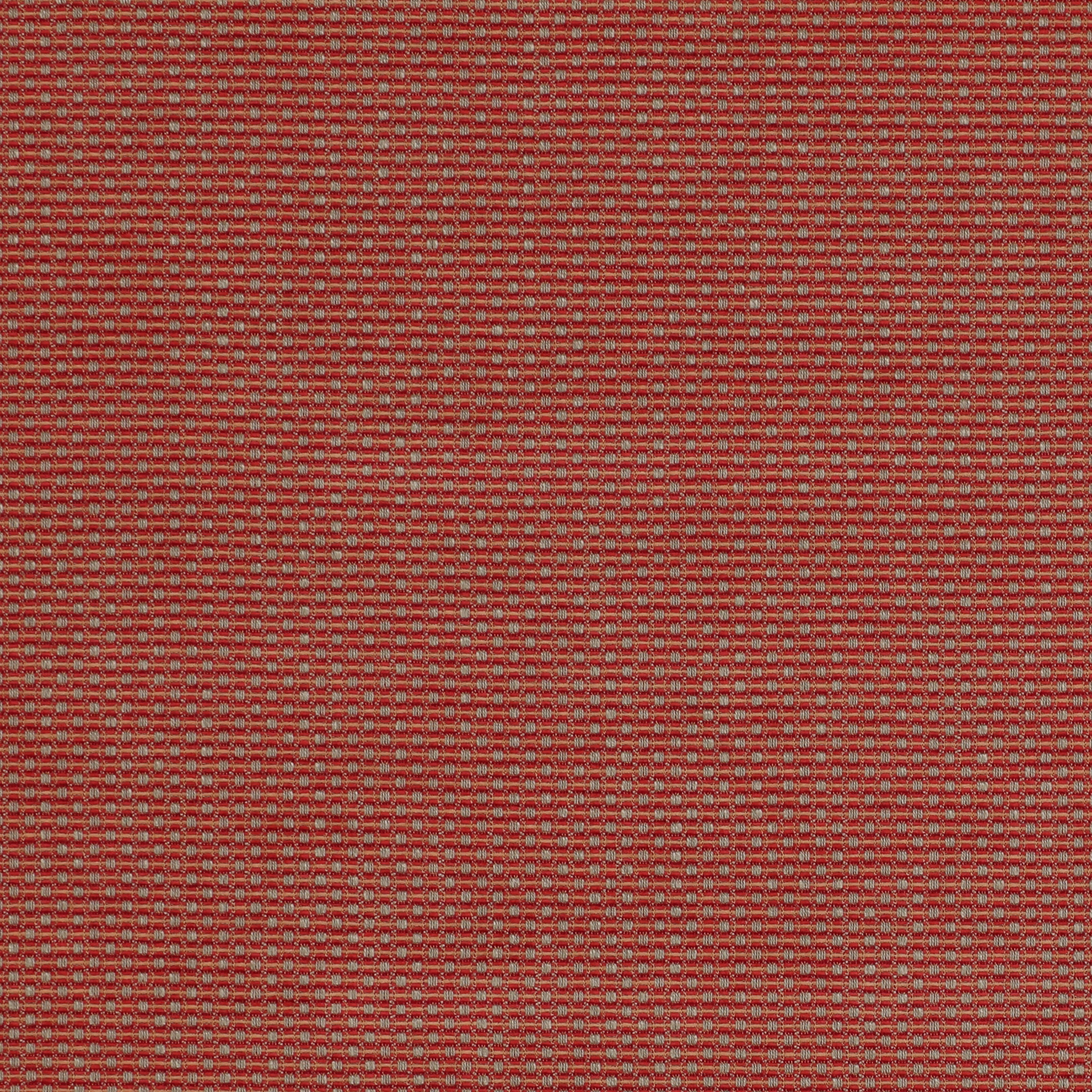 Close-up of warm red woven fabric with tiny lighter flecks and fine textured pattern