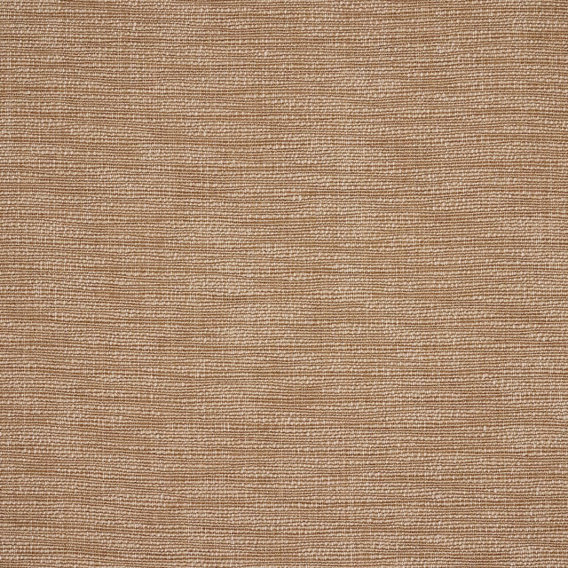 Close-up of warm honey beige woven fabric with fine horizontal texture
