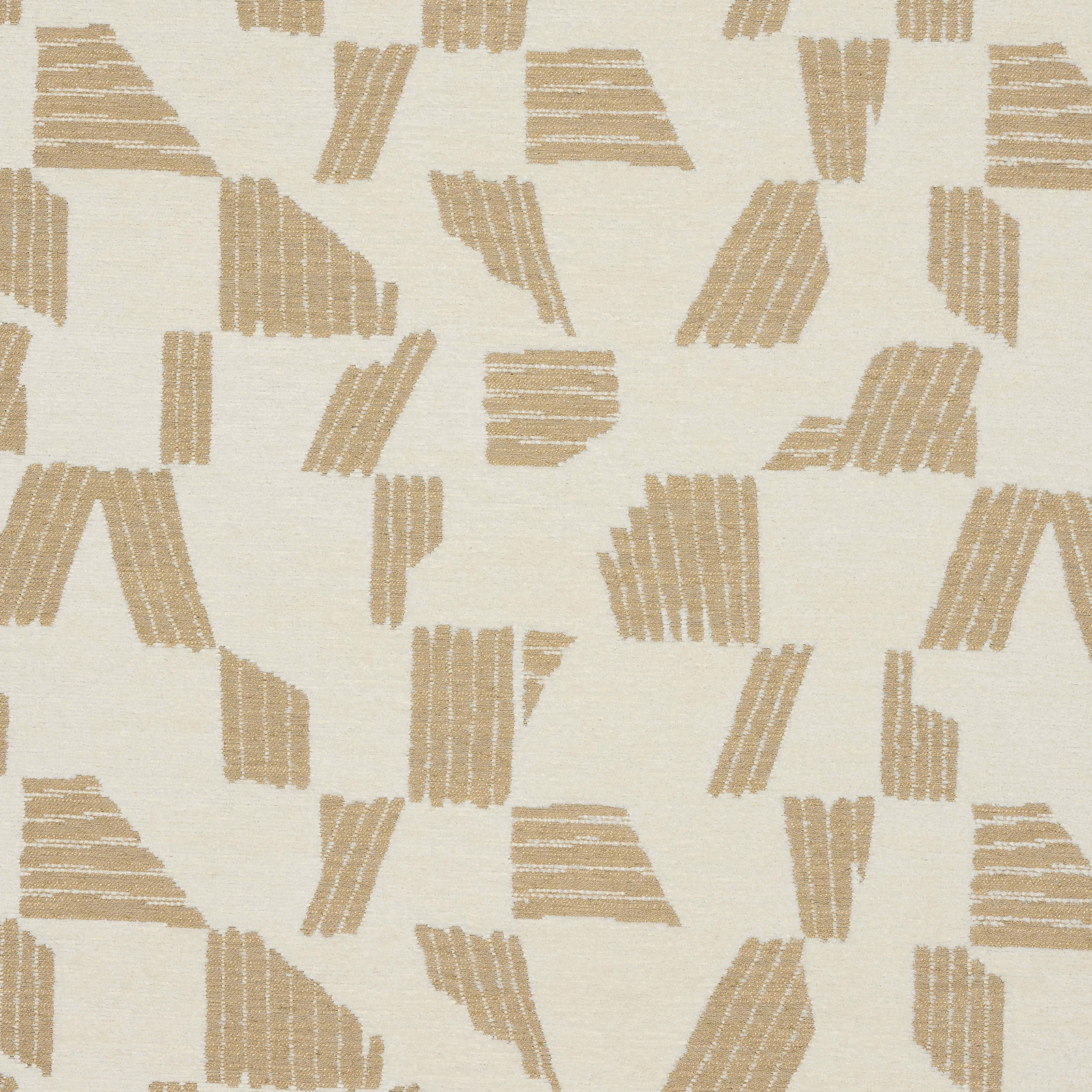 Honey-gold abstract woven motifs on a pale cream fabric ground