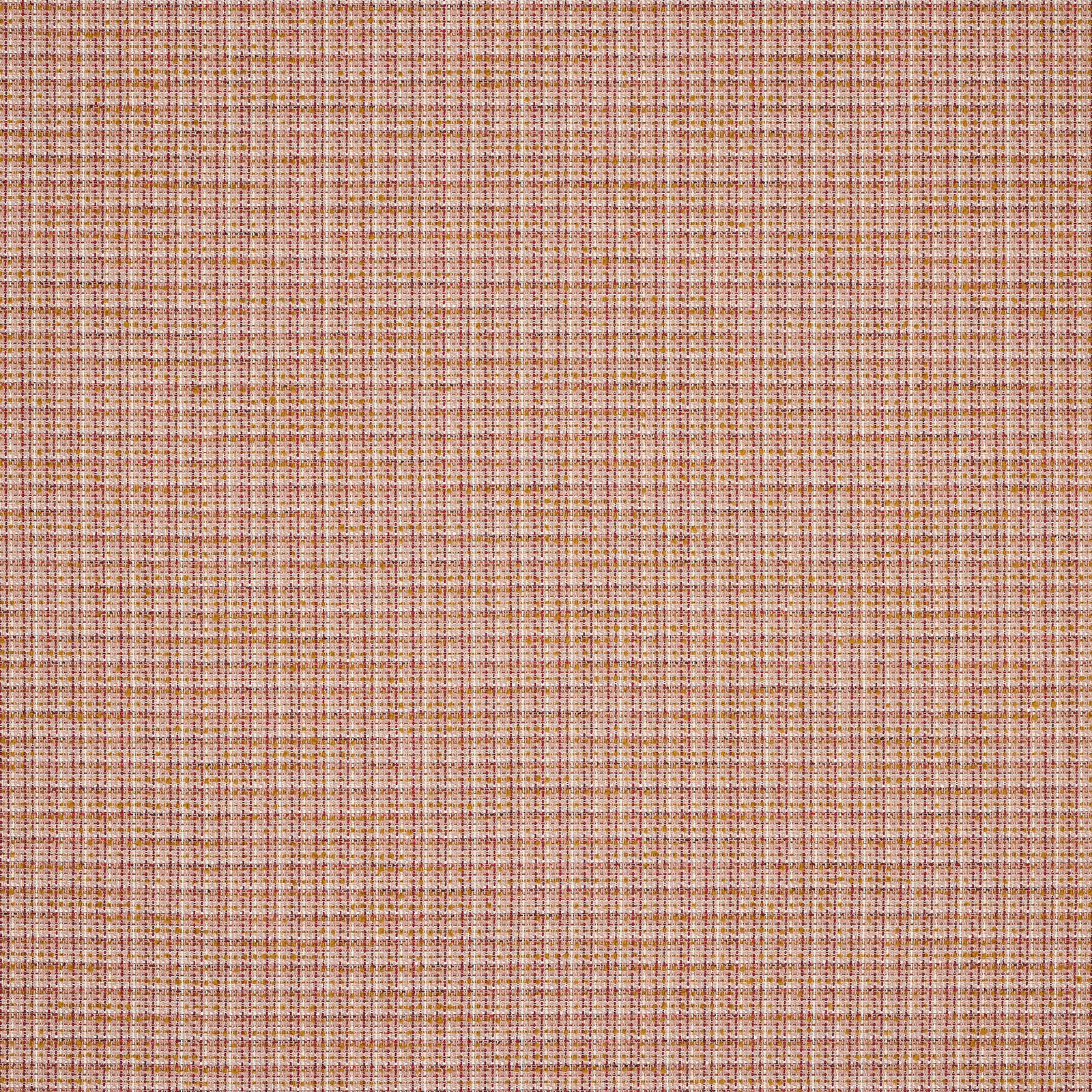Close-up of a small woven blush-pink fabric with raspberry and beige threads