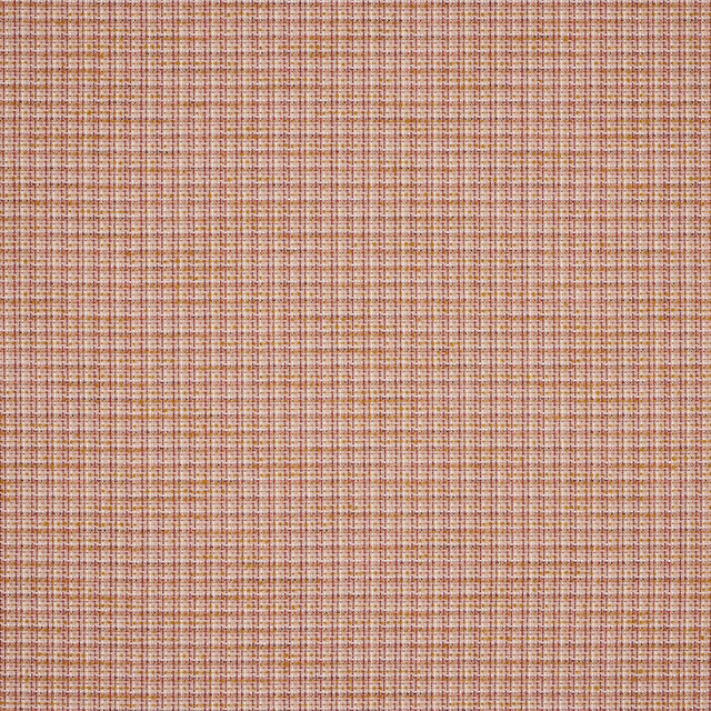 Close-up of a small woven blush-pink fabric with raspberry and beige threads