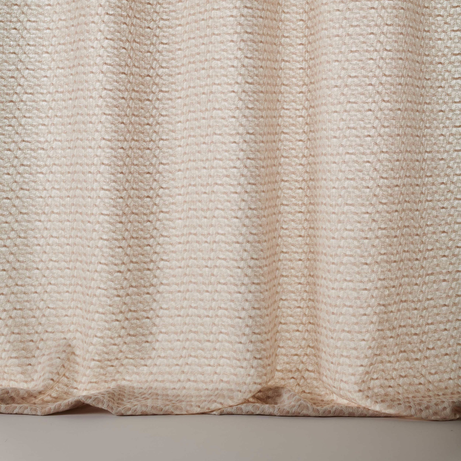 Soft sandy beige wool fabric with subtle vertical woven banding