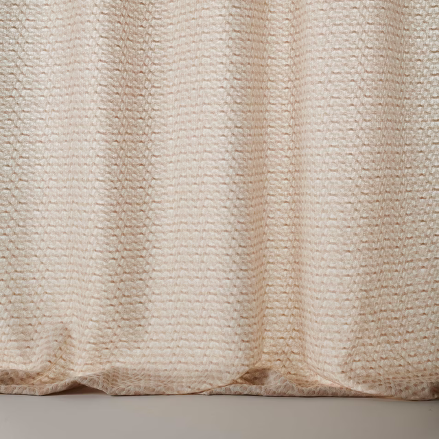 Soft sandy beige wool fabric with subtle vertical woven banding
