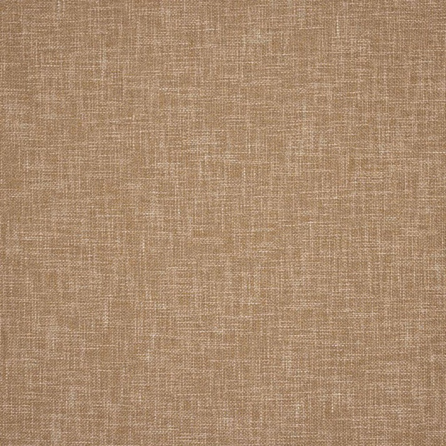 Close-up of warm honey beige woven fabric with a fine linen texture