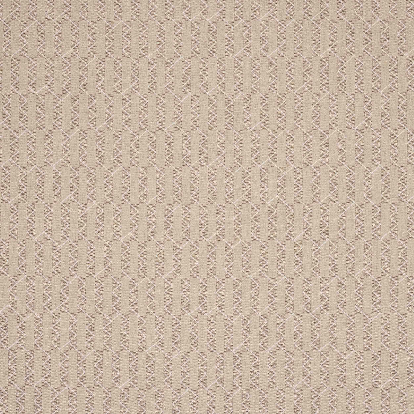 Tonal beige geometric woven fabric with a subtle chevron-like repeat