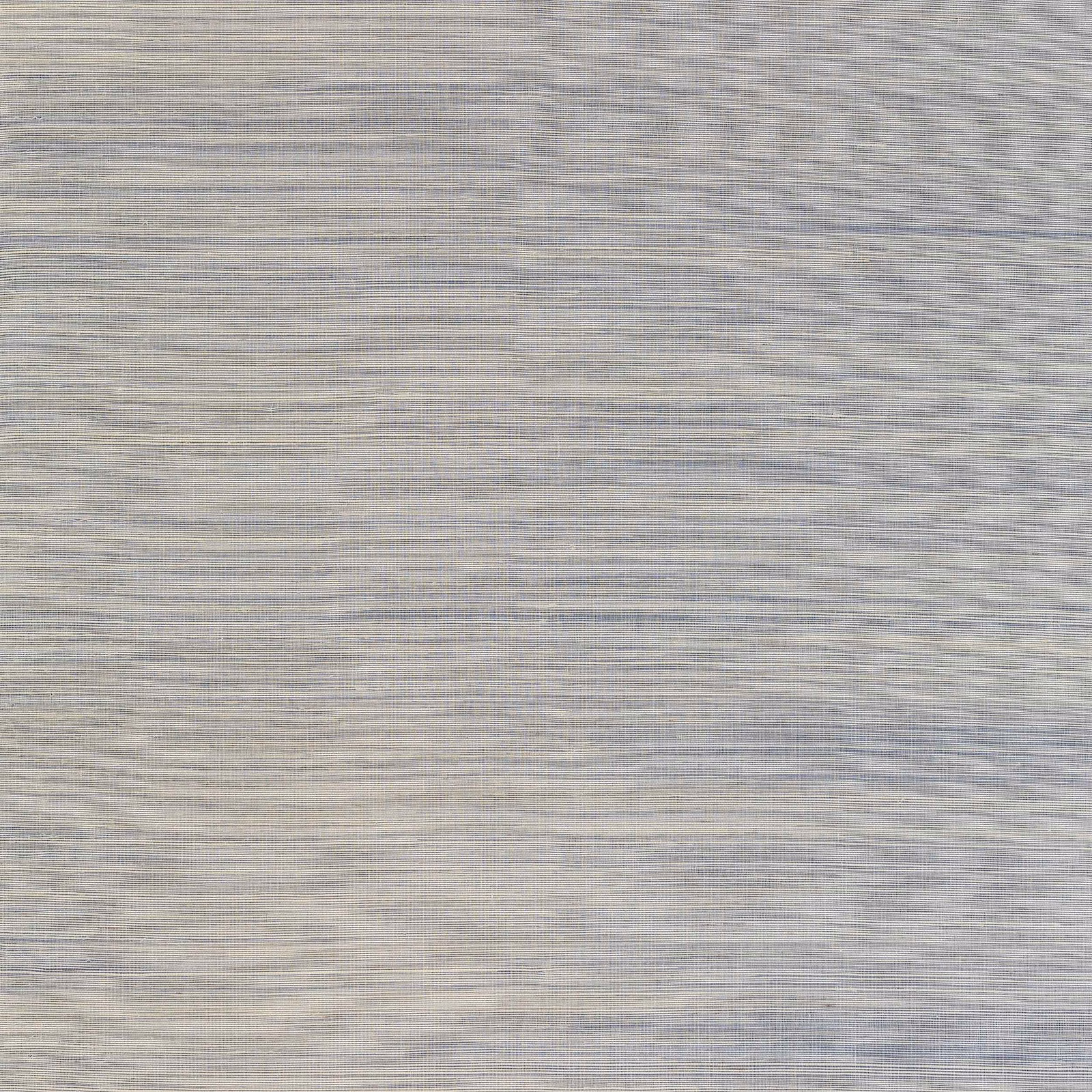 Close-up of muted cornflower blue-grey wallpaper with fine horizontal woven striations