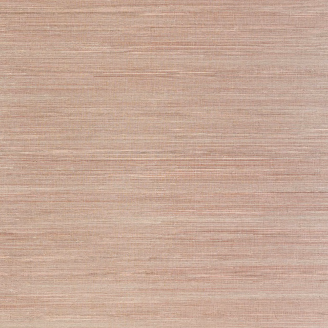 Muted blush-rose sisal wallcovering with fine horizontal striations and beige tonal variation