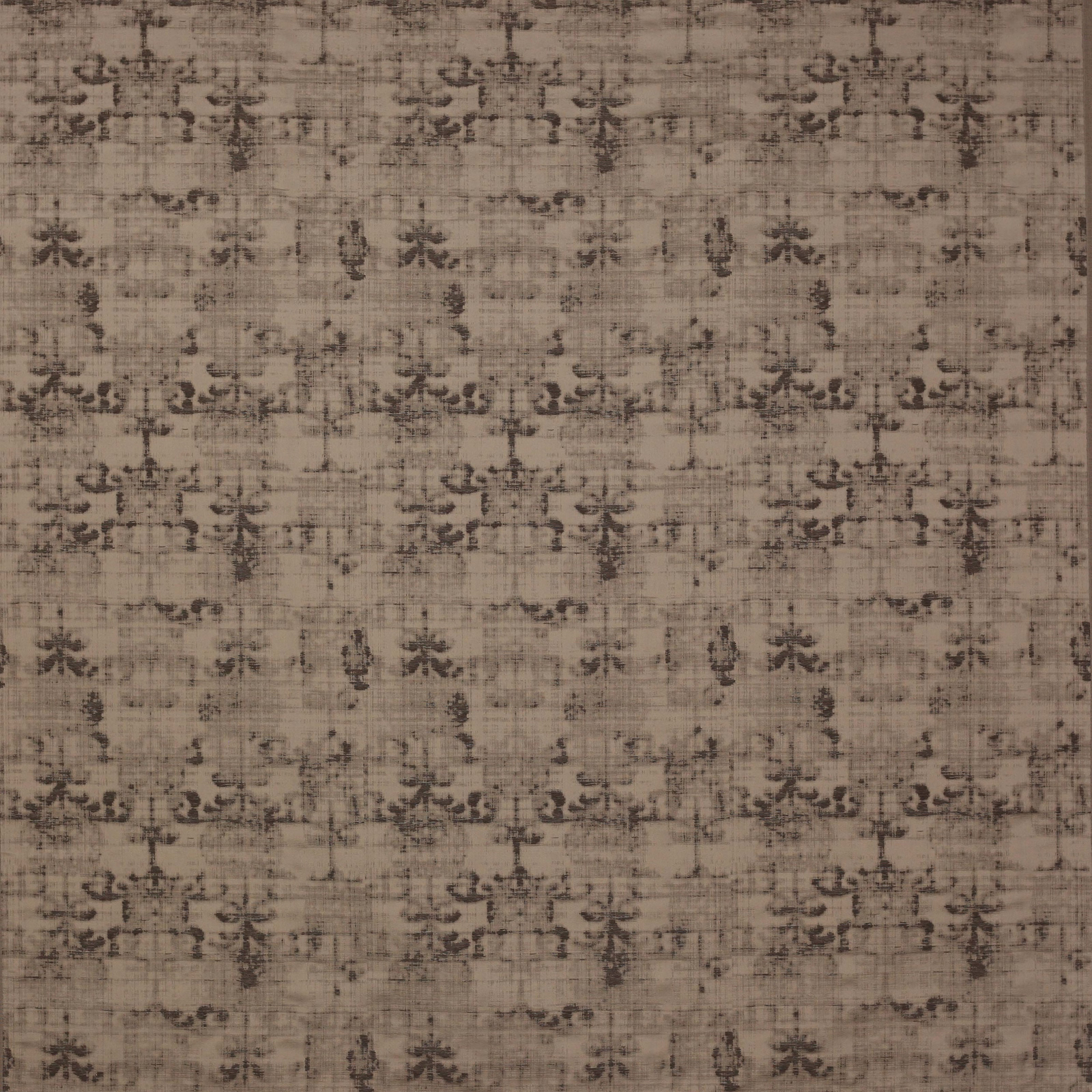 Mocha brown woven damask fabric with dark tonal floral motif