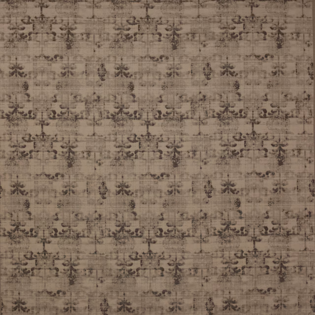 Mocha brown woven damask fabric with dark tonal floral motif