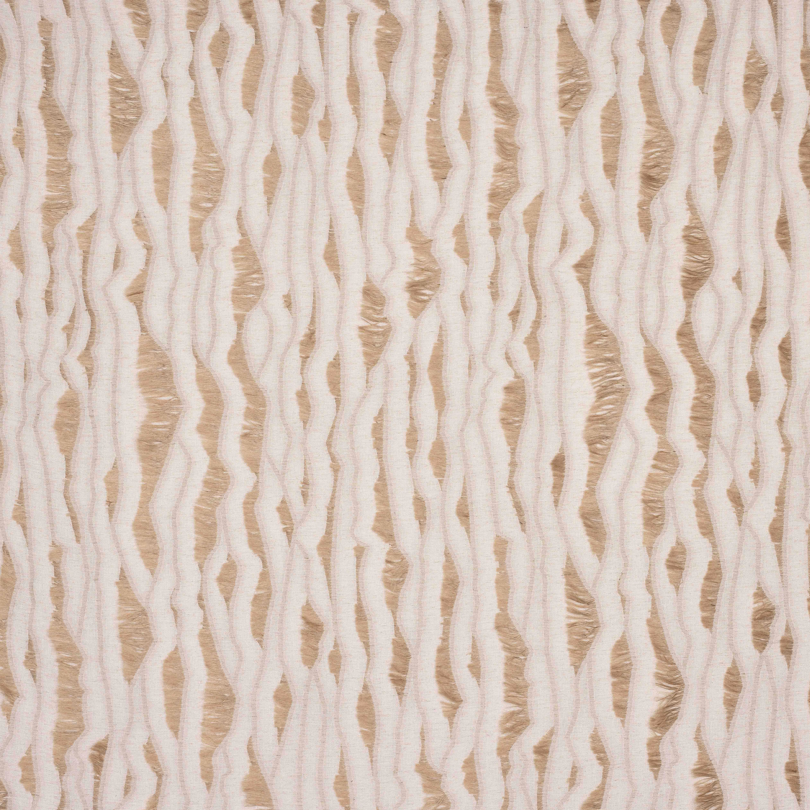Abstract wavy beige and ivory woven fabric with a textured sand ground
