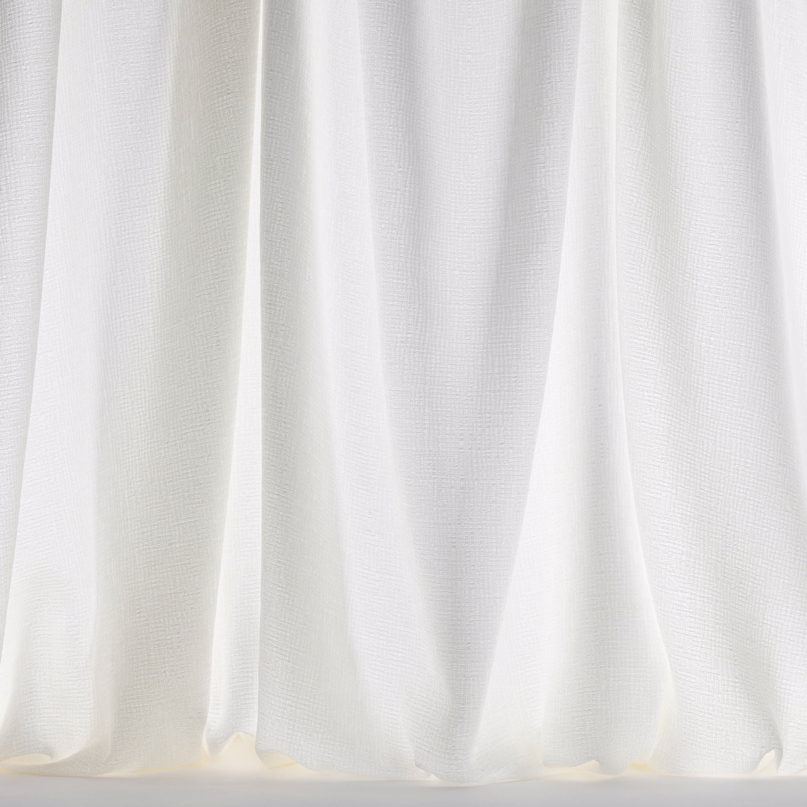 Soft bone-white sheer fabric with a fine woven texture and gentle vertical folds