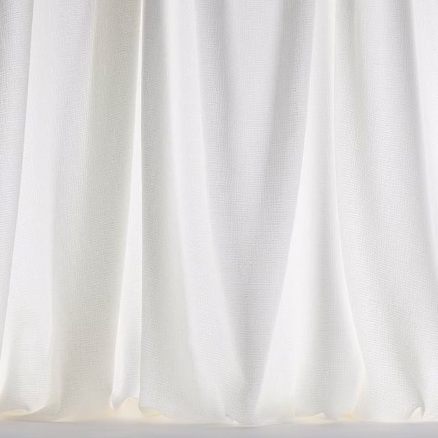 Soft bone-white sheer fabric with a fine woven texture and gentle vertical folds