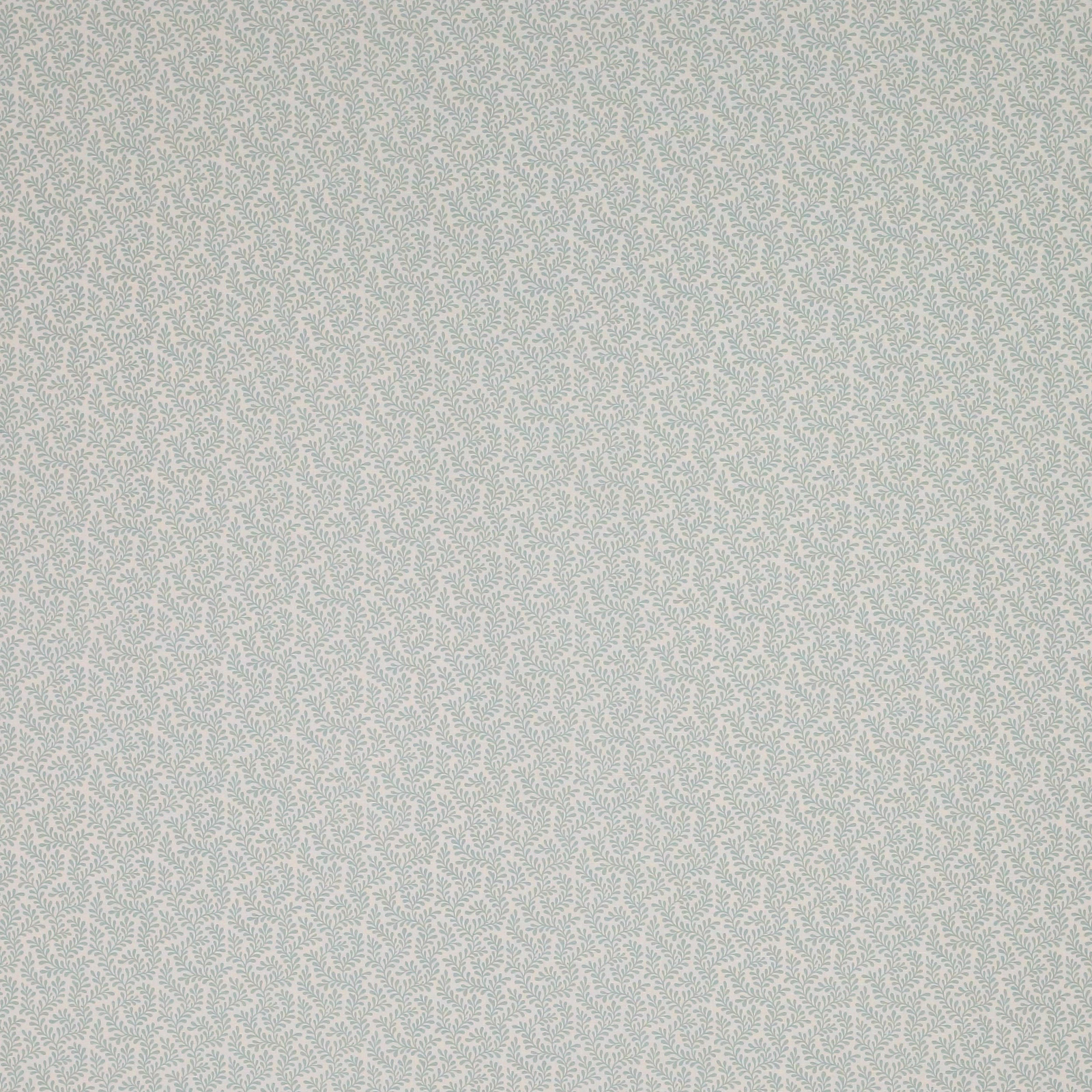 Pale aqua botanical leaf fabric with a tiny tonal repeat