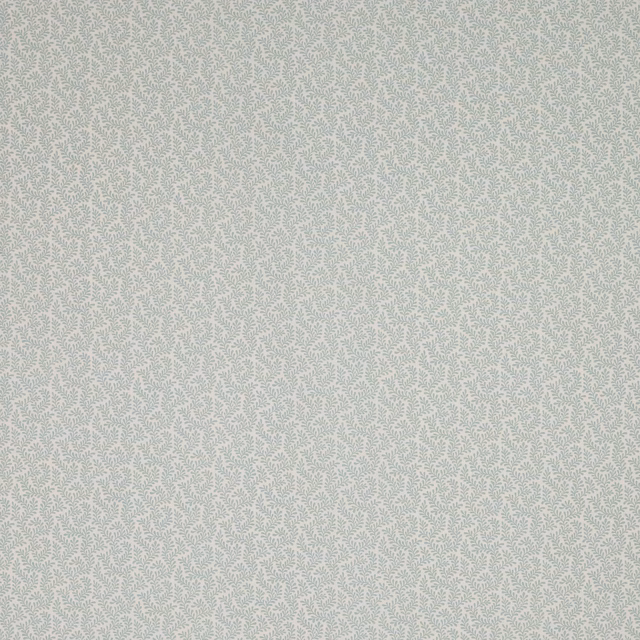 Pale aqua botanical leaf fabric with a tiny tonal repeat