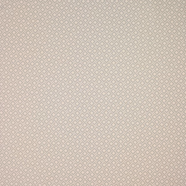Pale ivory-silver geometric linen swatch with small repeating lattice pattern