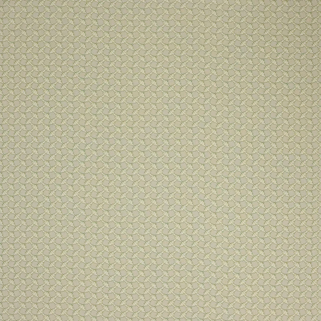 Close-up of Oaken Beige linen fabric with a small leaf motif in warm beige tones