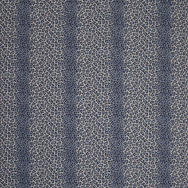 Small navy leopard print fabric with grey ground and dark spotted motif