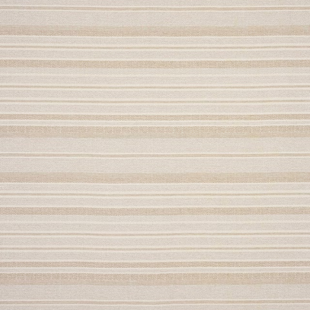 Cream and beige striped fabric swatch with fine woven chevron bands