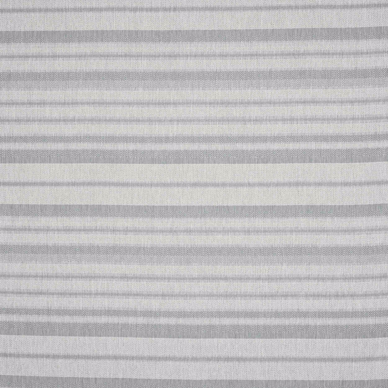 Pale grey and white striped fabric swatch with fine woven texture