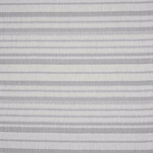 Pale grey and white striped fabric swatch with fine woven texture