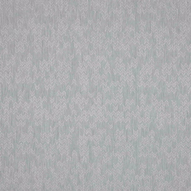 Pale sea-glass blue woven fabric with fine ivory zigzag chevrons
