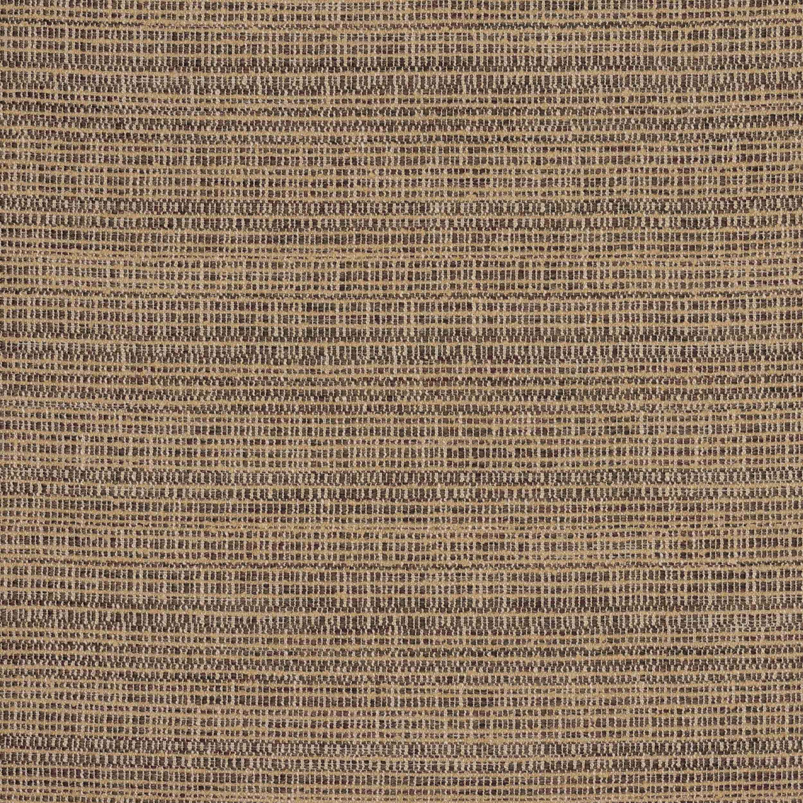 Close-up of warm bark-brown woven fabric with fine horizontal texture and taupe flecks