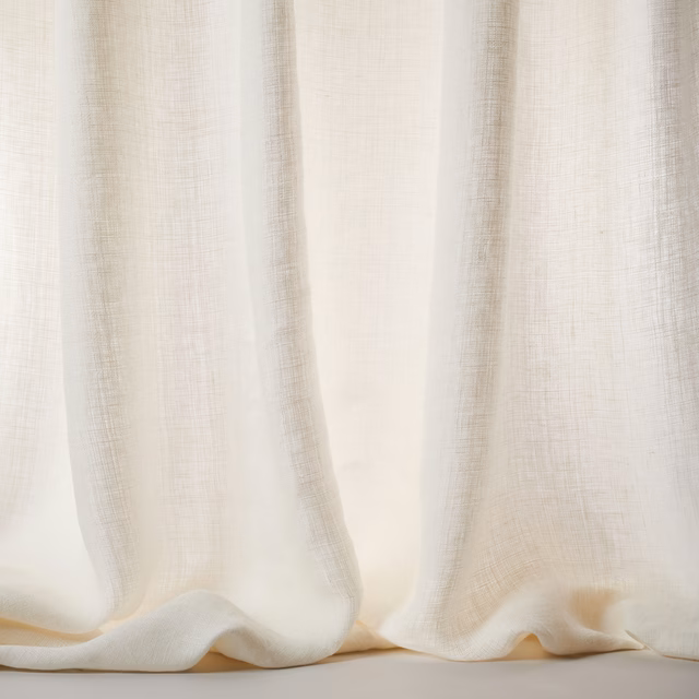 Soft ivory linen sheer with a fine natural weave and flowing folds