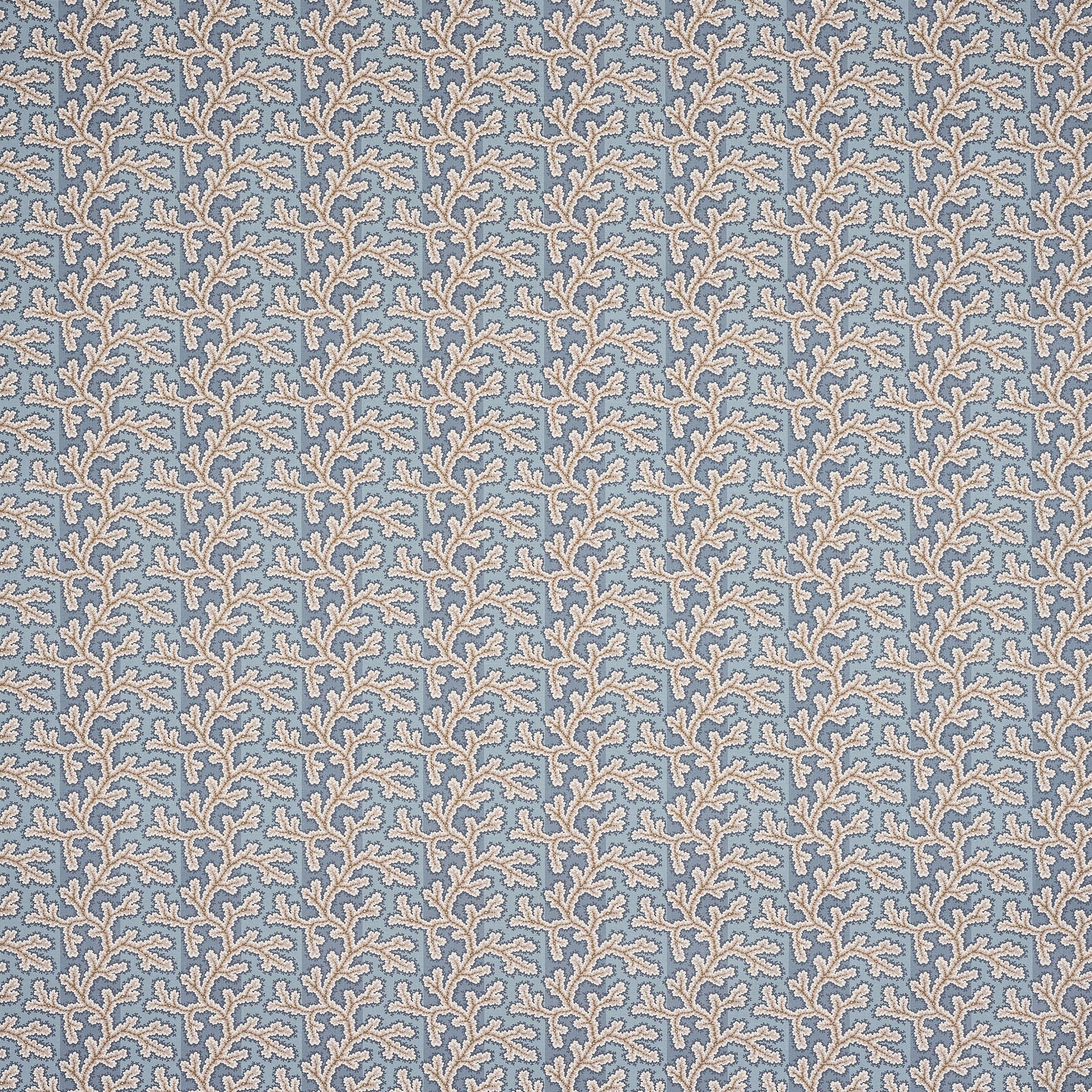 Small ivory leaf trail on a soft powder blue woven fabric swatch
