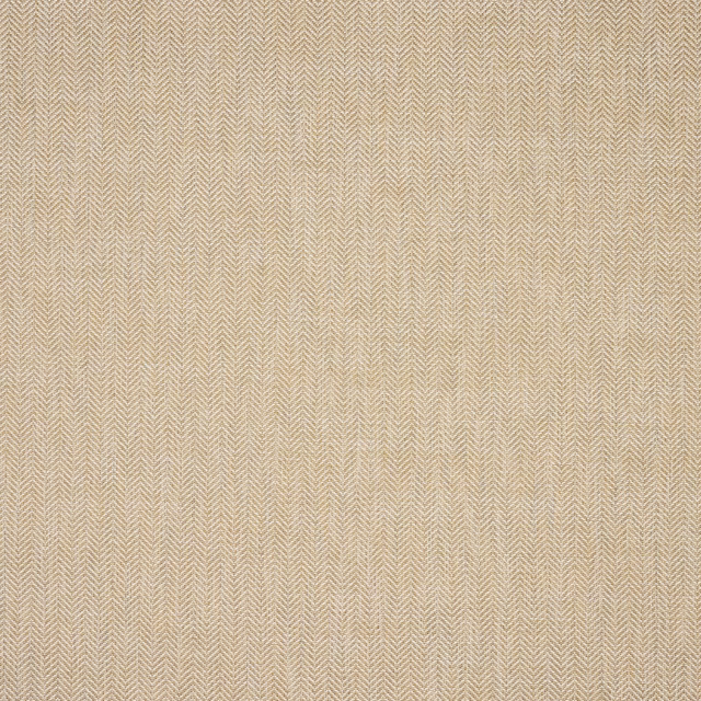 Swatch of warm beige herringbone fabric with fine woven texture