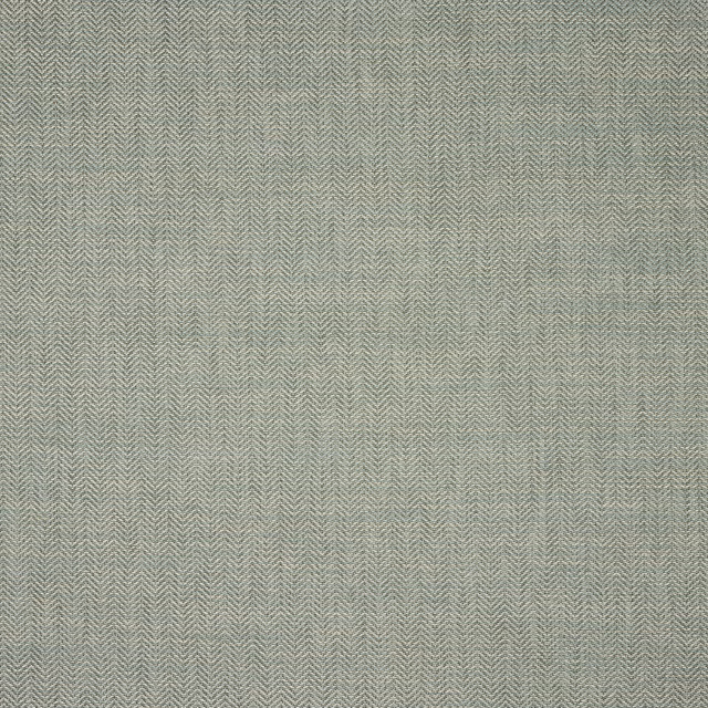 Muted blue herringbone fabric swatch with fine woven texture