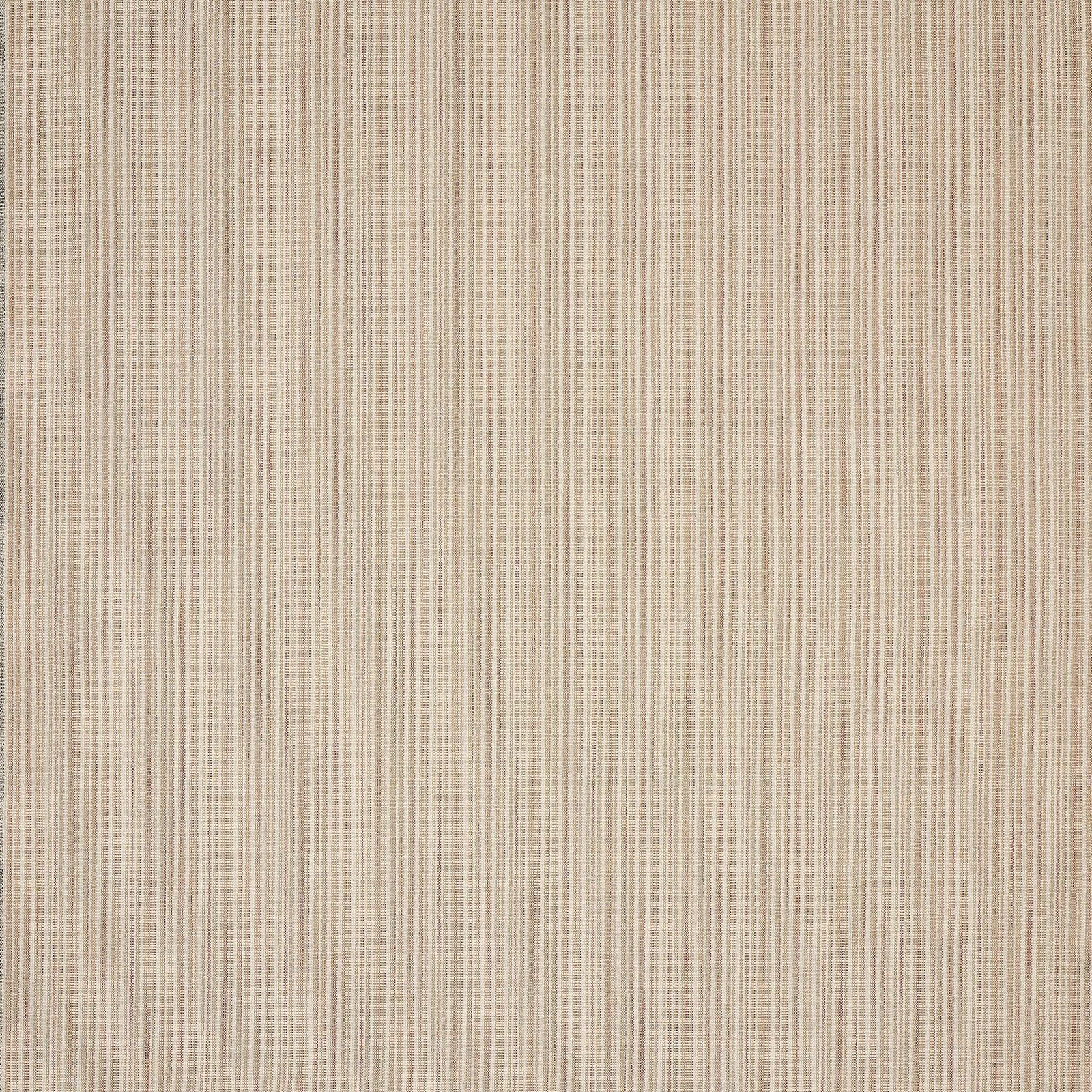 Close-up of a warm muted red striped plain woven fabric with fine vertical texture