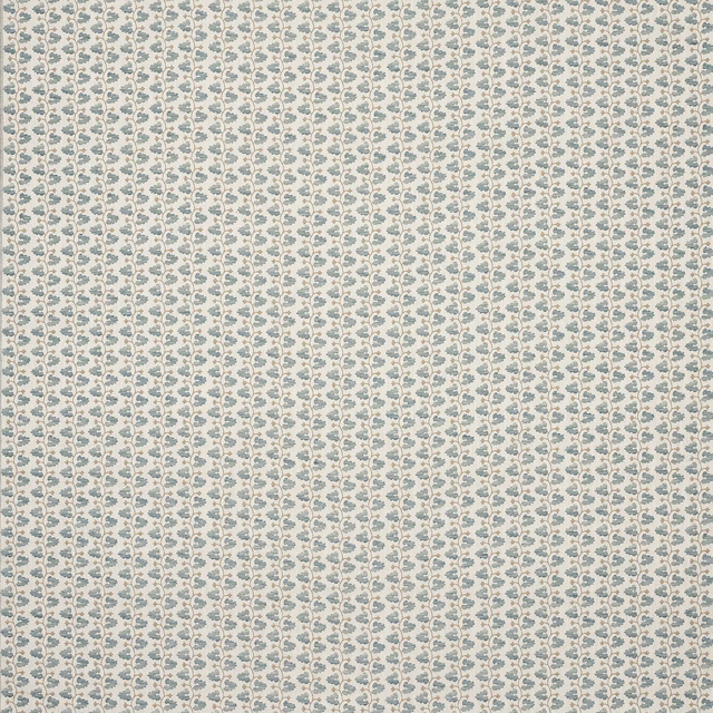 Small blue floral sprigs scattered across a cream woven fabric