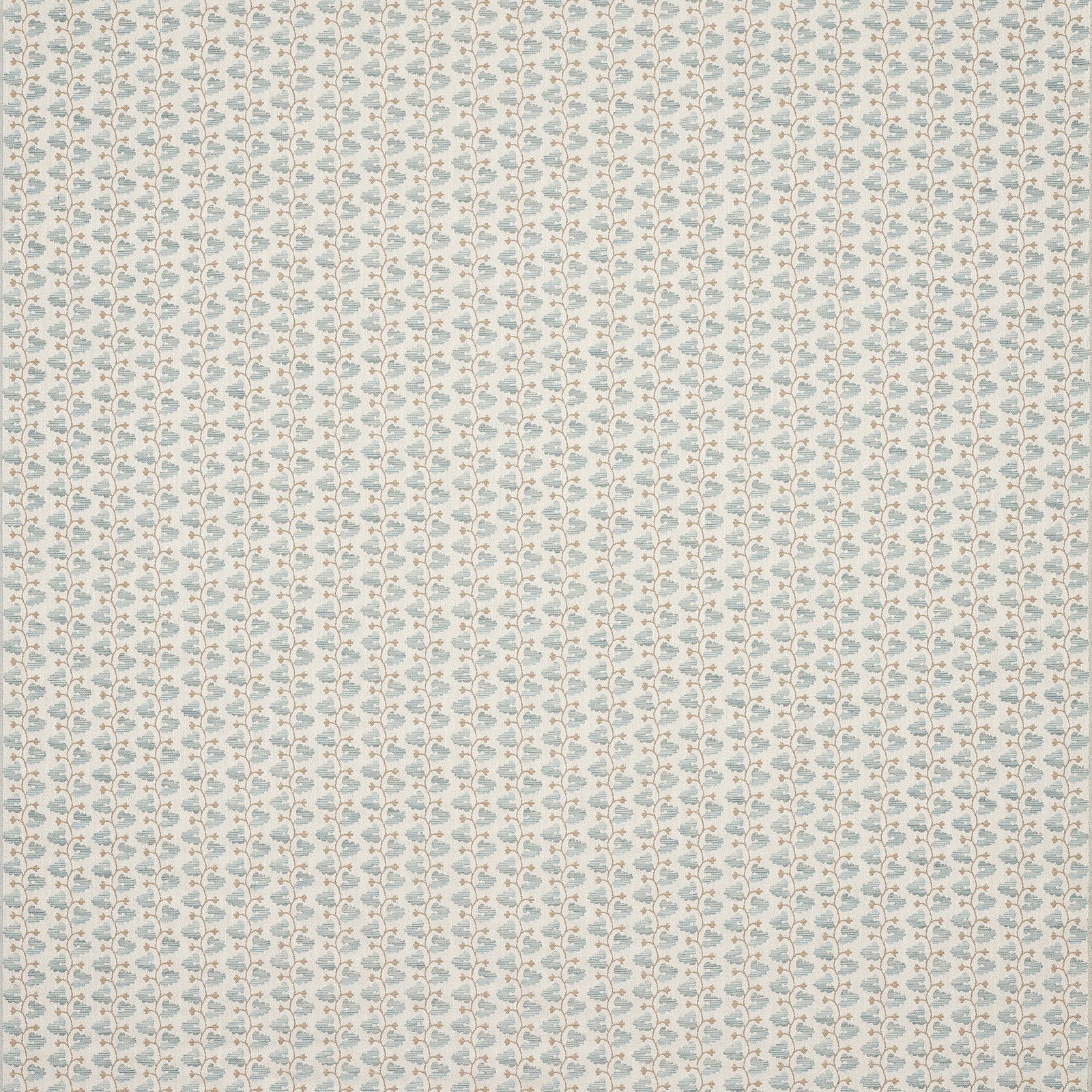 Small repeating pale blue floral pattern on a cream ground