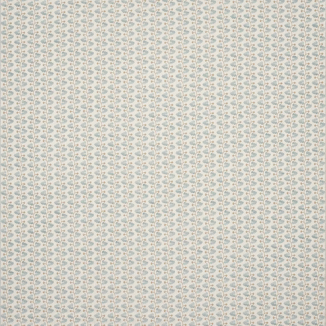 Small repeating pale blue floral pattern on a cream ground