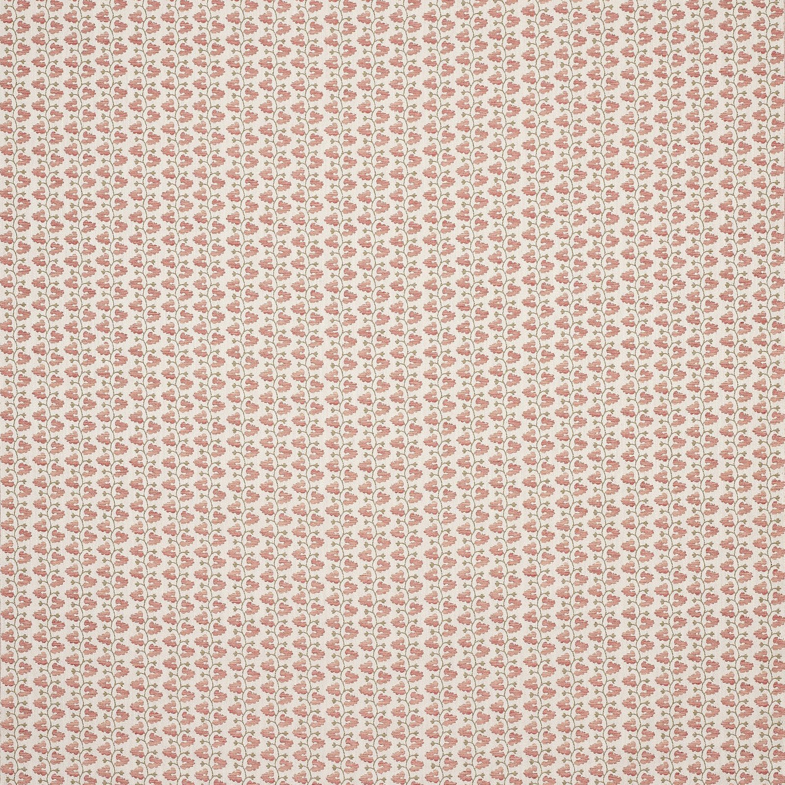 Small rose-red floral print on a pale cream ground, tightly repeated