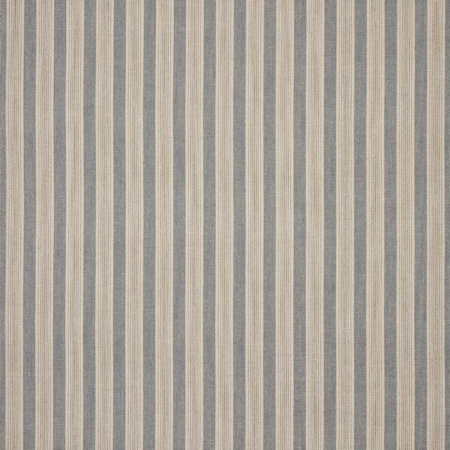 Vertical soft blue and cream stripe fabric with a fine woven texture