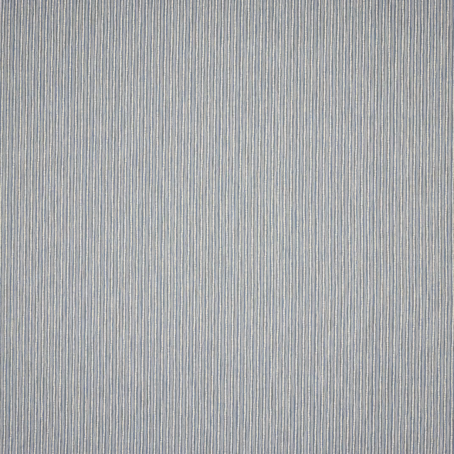 Pale blue fine vertical stripe fabric with a soft woven texture