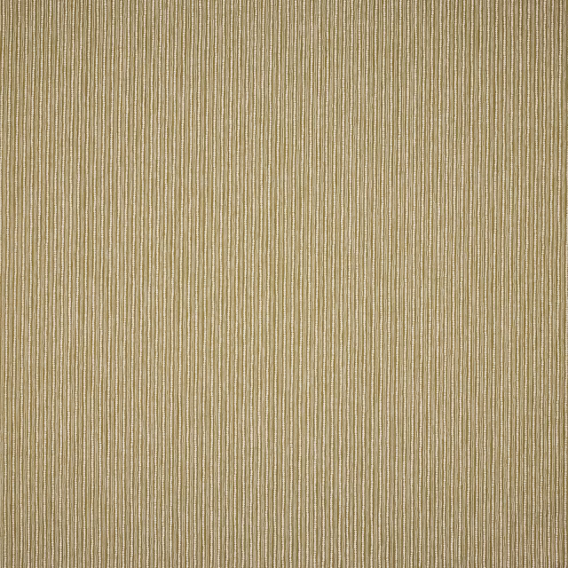 Fine vertical olive and pale straw stripe fabric with a subtle textured weave