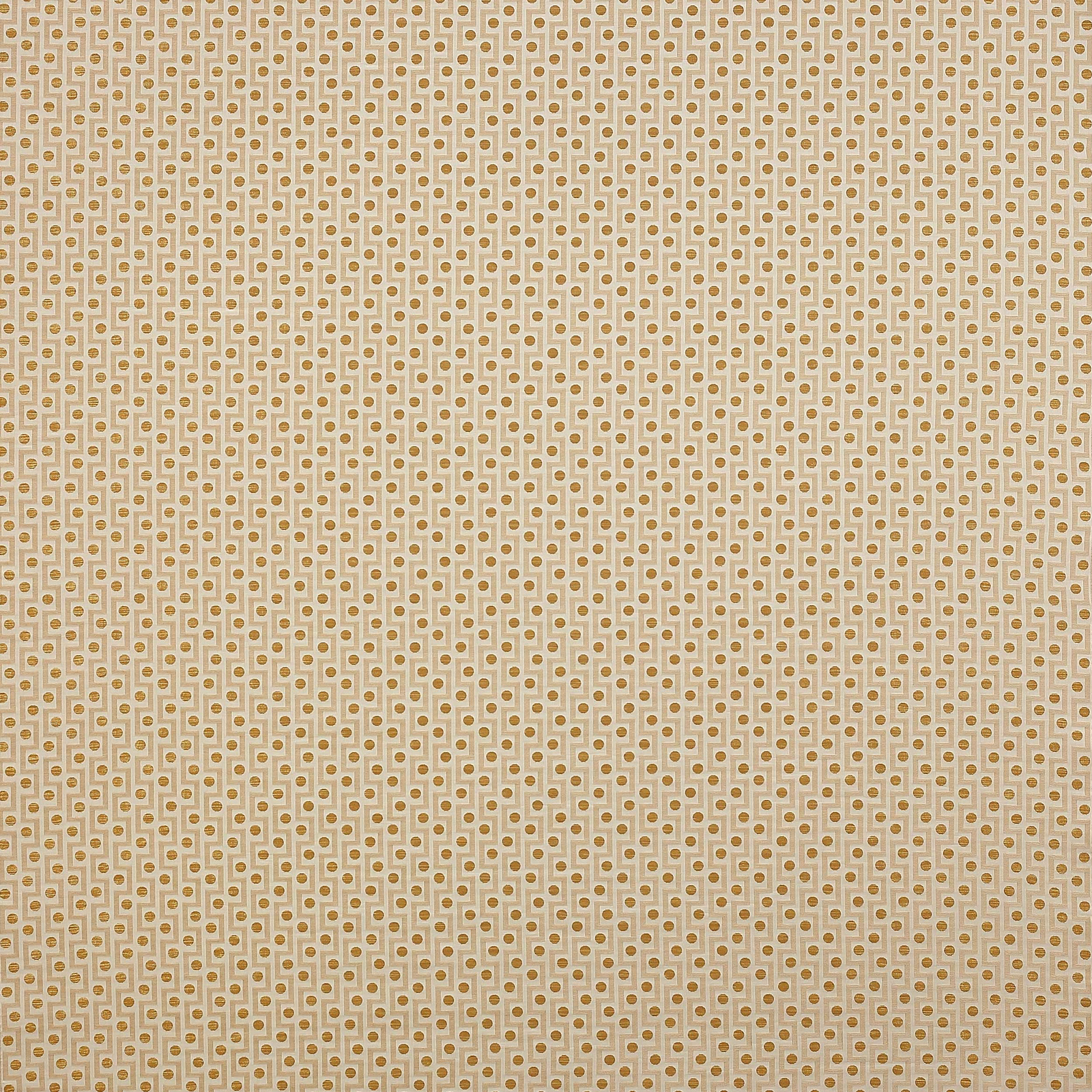 Pale cream geometric fabric with tiny gold motifs and fine woven texture