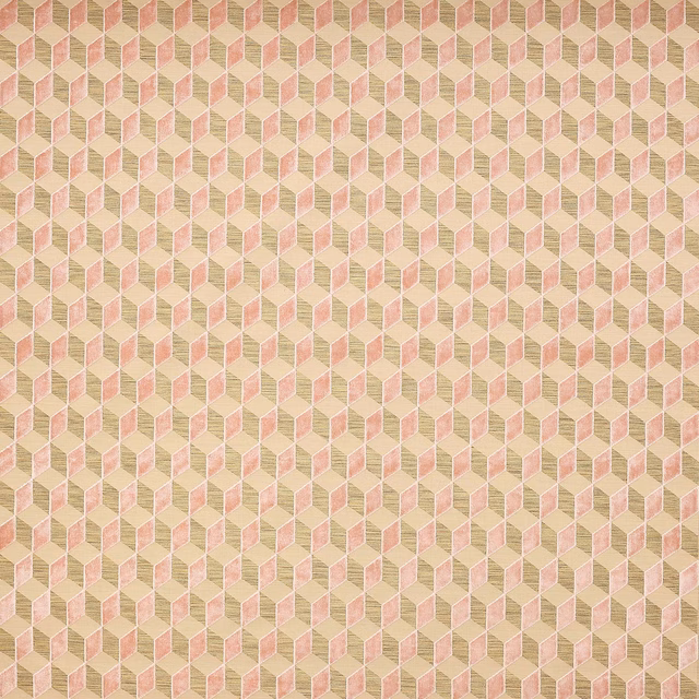 Small geometric fabric swatch in blush pink, ivory and muted apricot tones