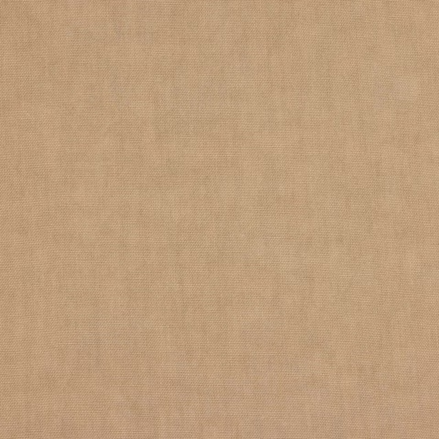 Close-up of warm sand-beige linen plain weave with fine slub texture